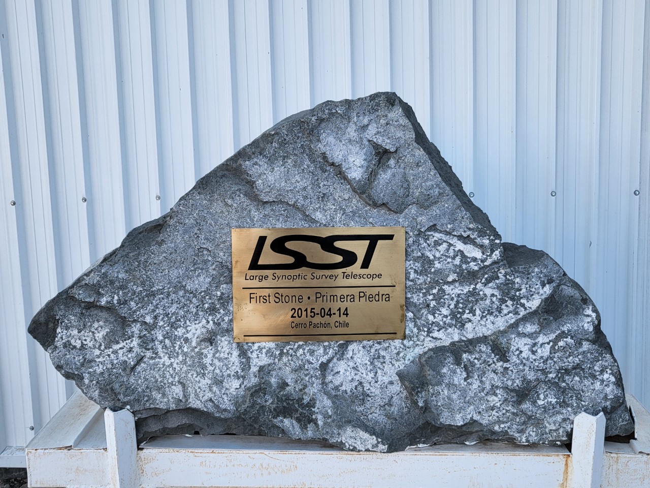 The first stone of LSST, in front of the building entrance.